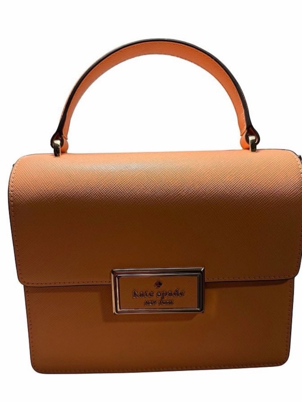 kate spade Orange Top-Handle Satchel with Gold Plaque